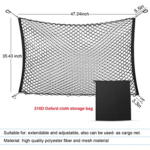 Dog Car Barrier SUV Pet Net + Free Metal Hooks, Dual Layer Pet Travel Safety Barrier Net, Easy to Install and Remove, Adjustable Car Dog Divider for Trucks, SUV, Vans, Car Net Organizer Storage Bag