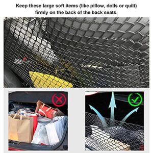 Dog Car Barrier SUV Pet Net + Free Metal Hooks, Dual Layer Pet Travel Safety Barrier Net, Easy to Install and Remove, Adjustable Car Dog Divider for Trucks, SUV, Vans, Car Net Organizer Storage Bag