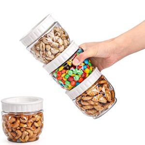 Lawei 12 Pack Clear Plastic Jars with Lids, 17 Oz Refillable Food Safe Storage Jars, Leak-Proof Wide Mouth Empty Storage Containers for Dry Food, Spices, Nuts, Honey, Jam, Kitchen Use