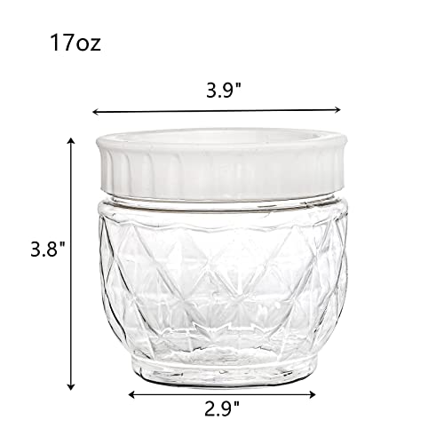 Lawei 12 Pack Clear Plastic Jars with Lids, 17 Oz Refillable Food Safe Storage Jars, Leak-Proof Wide Mouth Empty Storage Containers for Dry Food, Spices, Nuts, Honey, Jam, Kitchen Use