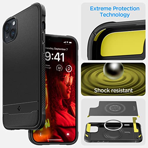 Spigen Rugged Armor (MagFit) [Extreme Protection Tech] Designed for iPhone 14 Case (2022) - Matte Black