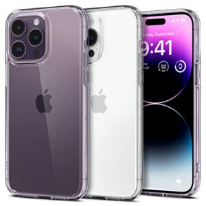 spigen for iphone 14 pro case, [anti-yellowing technology] [military grade drop protection] shockproof ultra hybrid phone case for iphone 14 pro - crystal clear