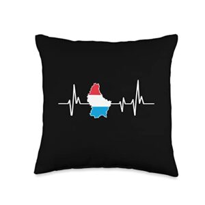 heartbeat design luxembourg flag gifts heartbeat design luxembourgish flag luxembourg throw pillow, 16x16, multicolor