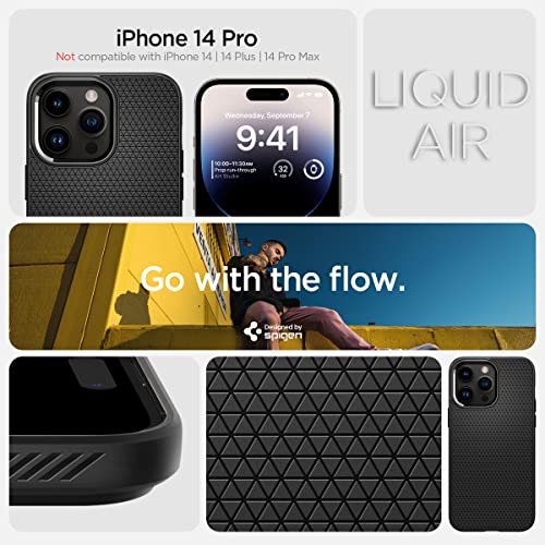 Spigen Liquid Air Armor for iPhone 14 Pro Case, [Military Grade Drop Protection], Phone Case for iPhone 14 Pro - Matte Black