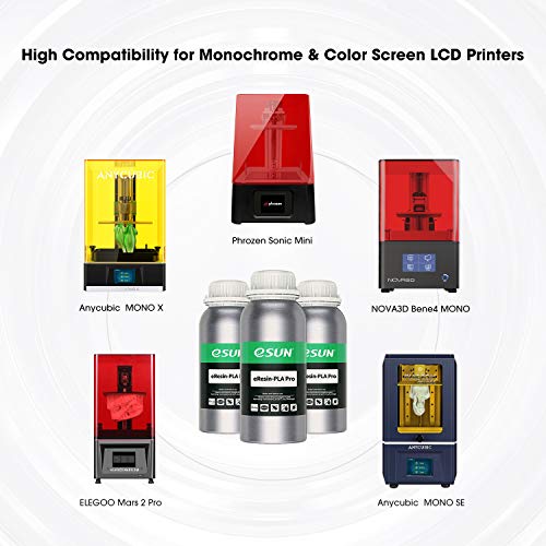 eSUN High Precision 3D Printer Resin Pla Plant-Based Resin Pro Low Odor Fast Curing Uv Photopolymer Resin 3D Printing Liquid for 405nm LCD Monochrome Screen Printer Color Screen Printer
