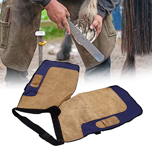 Yosoo Horse Farrier Apron, Horseshoe Pants with Pocket Canvas Suede Farrier Tool Apron Cowhide Farm Accessories Trimmer Chaps Hoof Care