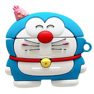 compatible with airpods 3rd generation case, [2021] cute 3d cartoon doraemon airpods 3 case with keychain, soft silicone for apple airpods 3 charging case (doraemon)