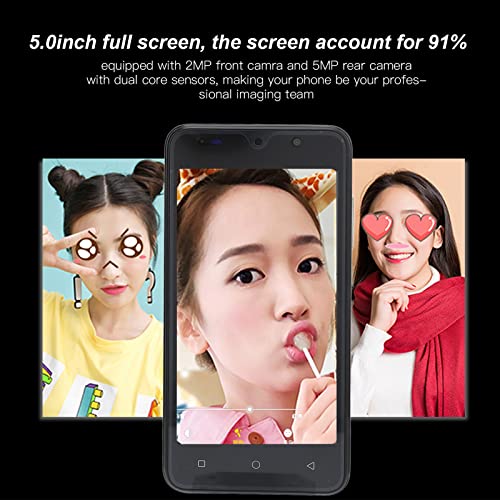 Unlocked Cell Phone, 5" Full HD Unlocked Smartphone 2GB RAM 32GB ROM Dual Card Dual Standby Mobile Phone for Android, Facial Recognition, 2200mAh Battery(Rose Red)