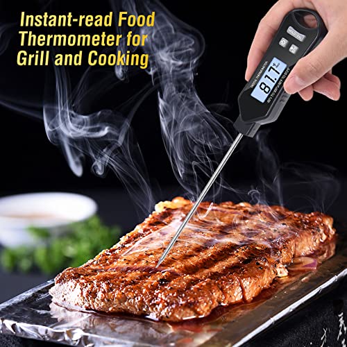 BlueSwan Meat Thermometer, Digital Instant Read Kitchen Food Thermometer, IP66 Waterproof 5.1" Long Probe Thermometer for Cooking, Grilling, Candy, Oil, Milk
