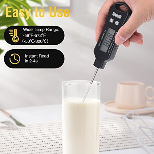 BlueSwan Meat Thermometer, Digital Instant Read Kitchen Food Thermometer, IP66 Waterproof 5.1" Long Probe Thermometer for Cooking, Grilling, Candy, Oil, Milk