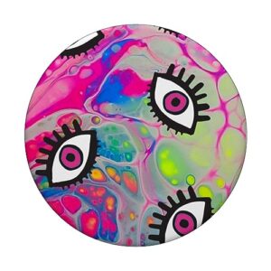 Evil Eye Trippy Aesthetic Gothic Hot Pink Groovy Occult Cute PopSockets Standard PopGrip