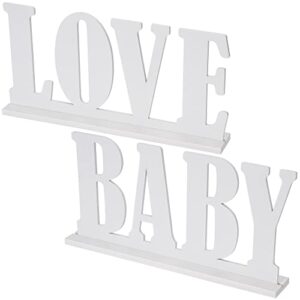 love baby wooden letter block sign for baby shower, birthday party, gender reveal table decorations – by zouyee（white)