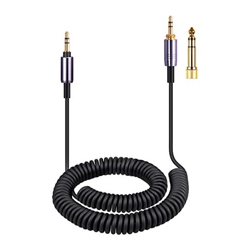 weishan ATH-M50xBT Cable, Coiled Aux Cord Replacement for Audio Technica ATH-M50xBT2, ATH-SR50BT Wireless Headphones, 3.5mm(1/8") Extension Wire with 6.35mm(1/4") Adapter, 14ft