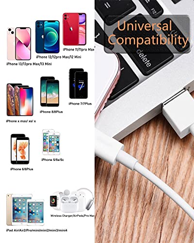 Apple MFi Certified iPhone Charger Cord 3ft Lightning Cable Fast Charging High Speed Data Sync USB Cable Compatible with iPhone 13/12/11 Pro Max/XS MAX/XR/XS/X/8/7/Plus/6S iPad AirPods