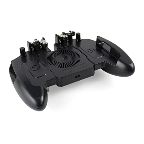 Trigger Mobile Game Controller with Cooling Fan for PUBG/Call of Duty,Mobile Triggers for 4.7”-6.5” iOS/Android Phones,with Cooling Fan/Phone Holder/Finger Sleeves