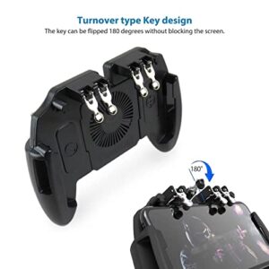 Trigger Mobile Game Controller with Cooling Fan for PUBG/Call of Duty,Mobile Triggers for 4.7”-6.5” iOS/Android Phones,with Cooling Fan/Phone Holder/Finger Sleeves