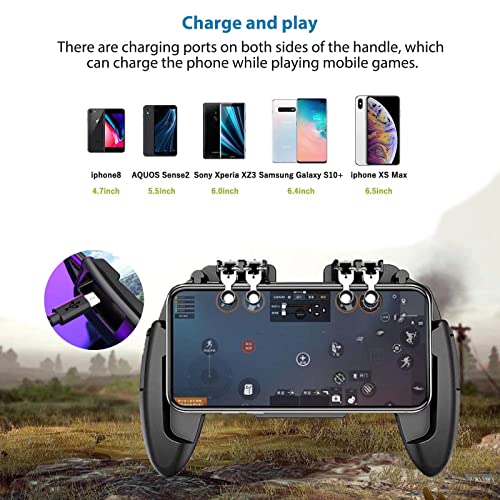 Mobile Game Controller with Cooling Fan/Phone Holder/Finger Sleeves for PUBG/Fortnite/Call of Duty, L1R1 Mobile Triggers for 4.7”-6.5” iOS/Android Phones, Outstanding Compatibility