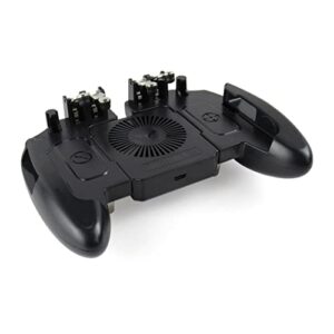 Mobile Game Controller with Cooling Fan/Phone Holder/Finger Sleeves for PUBG/Fortnite/Call of Duty, L1R1 Mobile Triggers for 4.7”-6.5” iOS/Android Phones