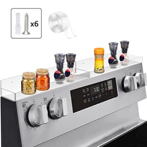 bathhold acrylic stove top shelf for kitchen adhesive with additional removable middle divider,non magnetic fit 30"