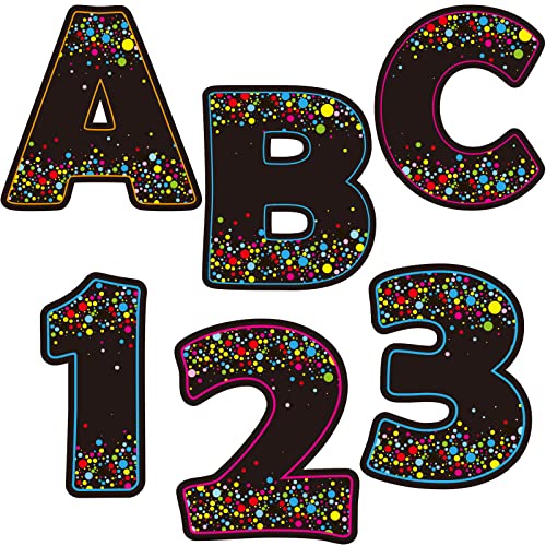 76 Pcs Letters Combo Pack Classroom Black Alphabet Letters Numbers Punctuation & Symbol Colorful Mini Cutouts Alphabet Card for Bulletin Boards Display Board Decor