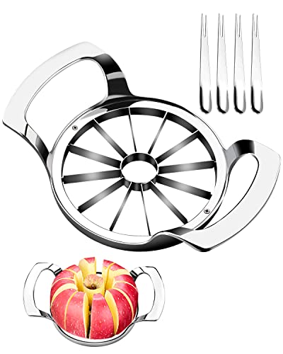 MOVNO Apple Slicer 12 Slices, Home Kitchen 12-Blade Stainless Steel Apple Slicer Corer Cutter, Sturdy and Sharp