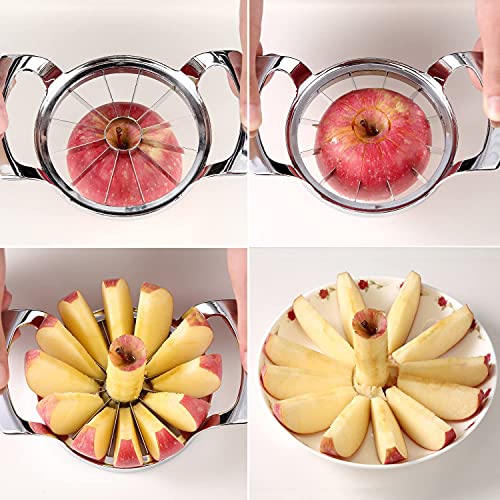 MOVNO Apple Slicer 12 Slices, Home Kitchen 12-Blade Stainless Steel Apple Slicer Corer Cutter, Sturdy and Sharp