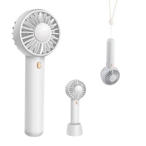 yoshenmo mini portable handheld fan, 3 speed dual motor usb charging personal fan, small makeup eyelash fan ,summer gift for kids women men outdoor travel camping (milky)