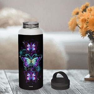 wowcugi Butterfly Water Bottle Personalized Sport Stainless Steel Insulated Sports Bottles 32oz 18oz 12oz Birthday Christmas Custom Butterfly Gifts For Girls Women Kids Teen Custom Name