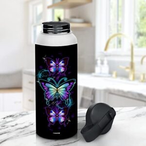 wowcugi Butterfly Water Bottle Personalized Sport Stainless Steel Insulated Sports Bottles 32oz 18oz 12oz Birthday Christmas Custom Butterfly Gifts For Girls Women Kids Teen Custom Name