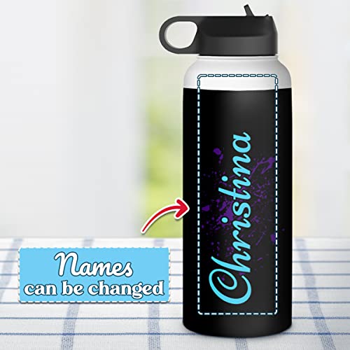 wowcugi Butterfly Water Bottle Personalized Sport Stainless Steel Insulated Sports Bottles 32oz 18oz 12oz Birthday Christmas Custom Butterfly Gifts For Girls Women Kids Teen Custom Name