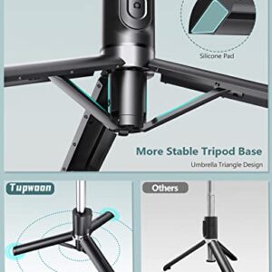 44.9 Inch Selfie Stick with Reinforced Tripod - 2 Fill Lights, Tupwoon Extendable & Portable Phone Tripod with Remote, Compatible with iPhone 14 Pro Max/13/12/11 Samsung Android