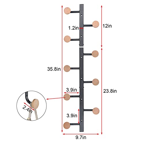 Jakyitvi Detachable Coat Rack Wall Mounted with 9 Hooks, Vertical or Horizontal Coat Hooks, DIY 1/2/3-Section Hat Rack, Metal and Wooden Hooks for Hanging, for Bathroom Entryway Bedroom