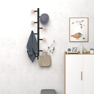 Jakyitvi Detachable Coat Rack Wall Mounted with 9 Hooks, Vertical or Horizontal Coat Hooks, DIY 1/2/3-Section Hat Rack, Metal and Wooden Hooks for Hanging, for Bathroom Entryway Bedroom