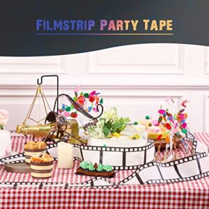 Filmstrip Party Decorations Tape Movie Theme Night Party Supplies Movie Reel Decor White and Black Party Streamers Film Border Roll 3 Inch for Film Night Theater Decor (3 Rolls)