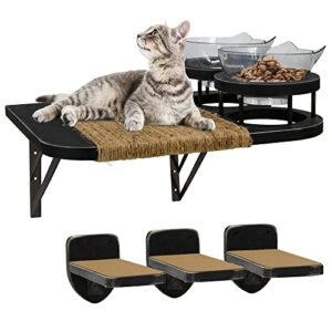 cat hammock cat wall shelves with 3 steps, cat shelves and perches with 2 cat food shelf, cat climbing shelf cat scratching post cat wall shelf for indoor, cat steps with plush covered, gift for cat…