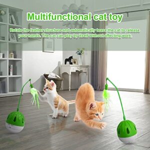 WINGPET Automatic Cat Toy Interactive Toys, Cat Feather Toys, Funny Swing Ball with Feather, Cat Exercise Toy with Sound, Pet Toys Ball with Detachable Rocker and 1 Light Ball (Green)