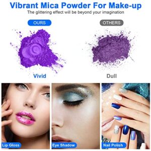 Mica Powder 60 Colors Mica Powder Epoxy Set Resin Pigment Powder Natural Pearlescent Color for Soap Making Epoxy Resin Dye Slime Pigment Nail Polish Cosmetic Pigment Powder Paint Powder Set.
