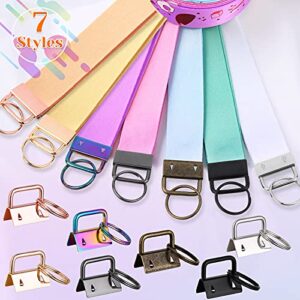 Key Fob Hardware, modacraft 42PCS 1 Inch 7 Colors Keychain Hardware Set Key Fob Hardware for Wristlet Keychain, Key Lanyard and Key Chain Making Hardware Supplies