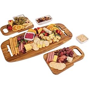 Wooden Serving Tray, 3 in 1 Ideal for Dinner Parties, Dining Table or Picnics, Special for Gift!