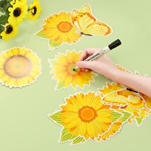 Summer Sunflower Cutouts, BENBO 45Pcs Spring Sunflower Wall Decals Butterfly Gerbera Daisy Bulletin Board Decoration Springtime Flower Cutouts with Glue Point Dots for Classroom School Birthday Party