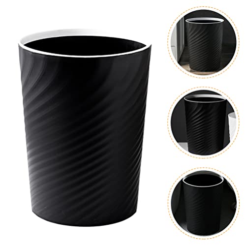 Hemoton Trash can Bedroom Plastic Containers Round Plastic Wastebasket, Garbage Container Bin 12 L/ 3.1 Gallon Capacity (Black) Small Containers Small Trash can