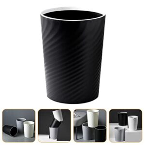 Hemoton Trash can Bedroom Plastic Containers Round Plastic Wastebasket, Garbage Container Bin 12 L/ 3.1 Gallon Capacity (Black) Small Containers Small Trash can