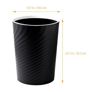 Hemoton Trash can Bedroom Plastic Containers Round Plastic Wastebasket, Garbage Container Bin 12 L/ 3.1 Gallon Capacity (Black) Small Containers Small Trash can