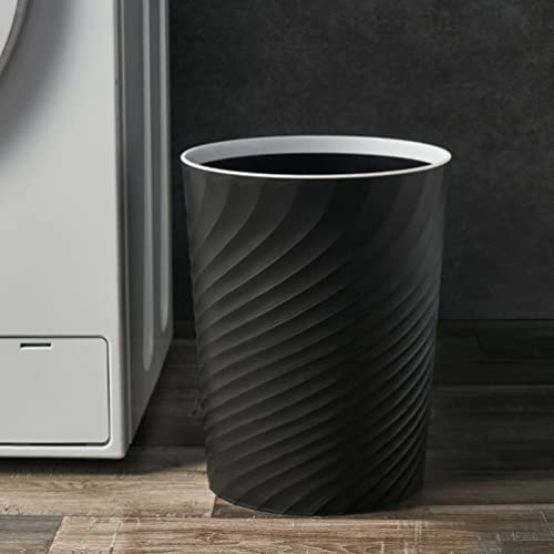 Hemoton Trash can Bedroom Plastic Containers Round Plastic Wastebasket, Garbage Container Bin 12 L/ 3.1 Gallon Capacity (Black) Small Containers Small Trash can