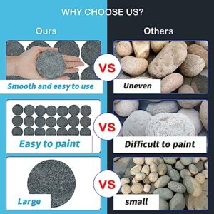 Lulonpon 12 Pieces Large Painting Rocks, 3 Inches Grey Round Rocks for Painting,Smooth Rocks Bulk,Flat Rocks,Natural Smooth Surface Arts and Crafting Painting Supplies (Little-L, Grey)