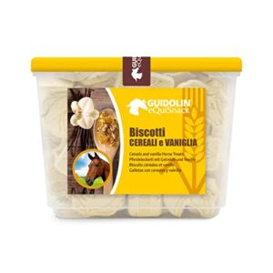 GUIDOLIN EQUISNACK Horse Natural Treats with Superfoods and Real Fruit Pieces, No Sugar Added, Handmade in Italy - 1,54 LB (Vanilla and Cereals)