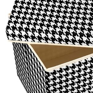 TYEERS Large Collapsible Storage Bins with Lids, Patterns, Washable, Fabric Decorative Storage Boxes for Home Office Storage, 17.3x11.8x11.4 inches, 3 Pack, Black