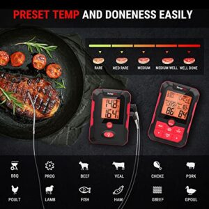 TempPro H10B 500FT Wireless Meat Thermometer with Dual Meat Probe, Remote Meat Thermometer Wireless with Alarm, Smoker Thermometer Wireless Thermometer for Grilling Cooking Oven BBQ, Smart Thermometer