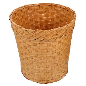 housoutil laundry hamper vintage waste basket, lint bin woven trash can small garbage can rubbish basket for bedroom, bathroom, offices or home- office supplies khaki trash cans laundry basket