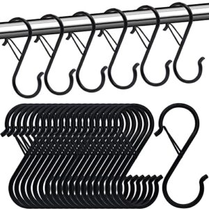 zzbety 20 pcs s hooks for hanging heavy duty s shaped hooks with safety buckle design for kitchen utensil and closet rod - black s hooks for hanging plants, clothes, cups etc